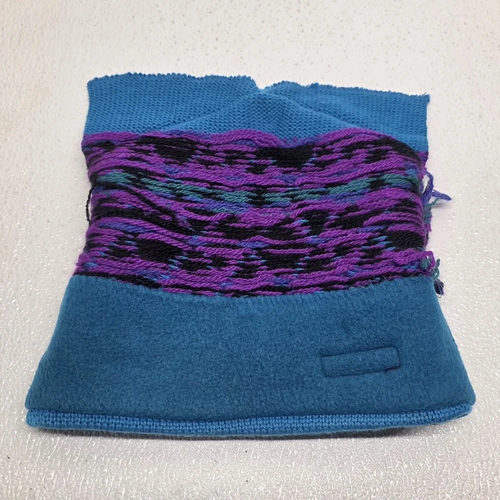 Vintage 90s Columbia Diamond Peak Knit Wool Beanie Hat Blue Purple Red Black
